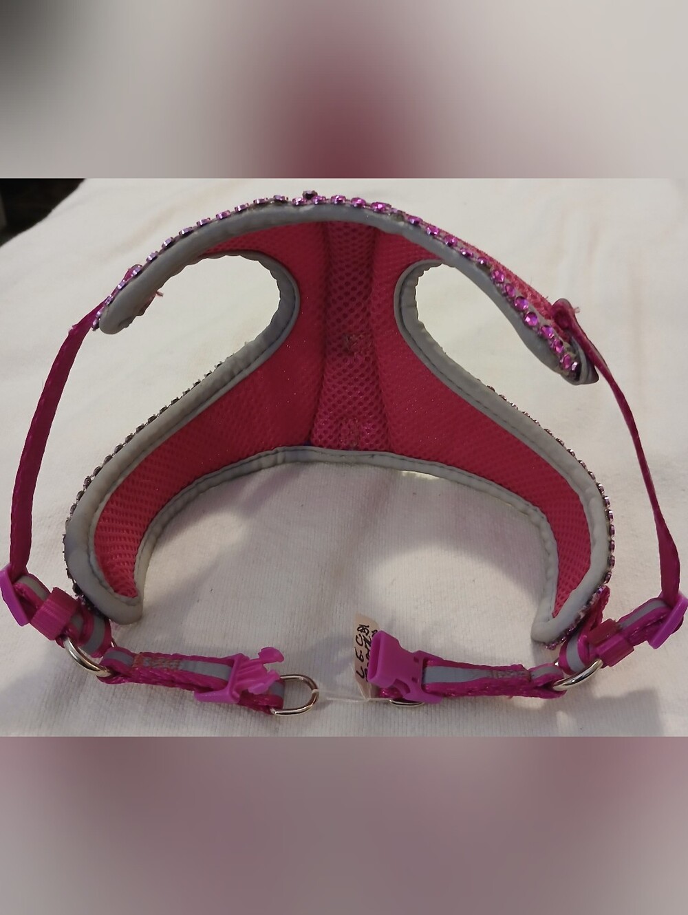 Handcrafted Small Pink Rhinestone Mesh Puppy Harness & Rhinestone Leash. - Picture 2 of 4